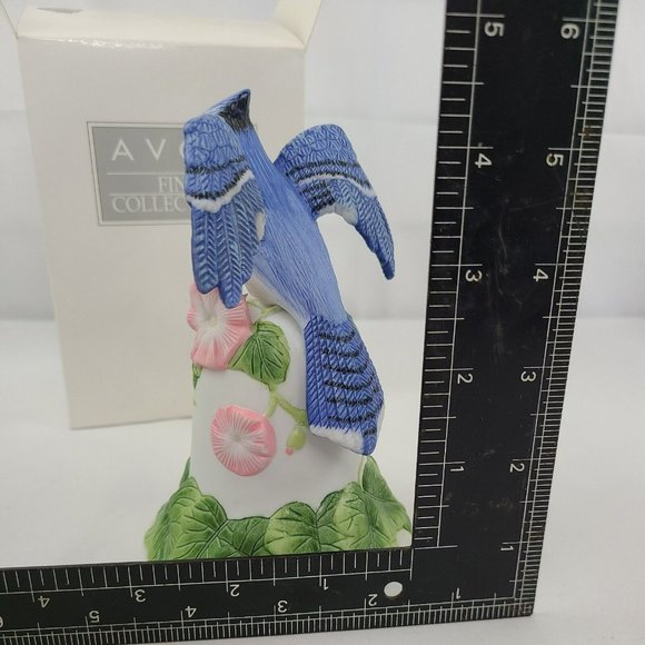 Vintage 2001 Avon Porcelain Blue Jay & Flower Bell Collector’s Gift Spring - Picture 8 of 11